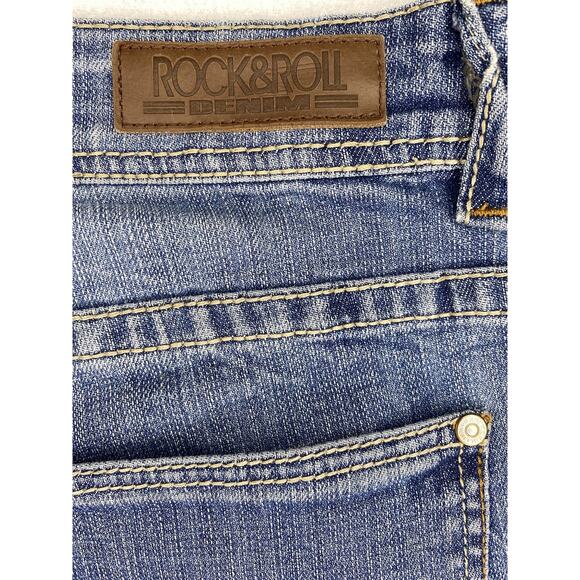 Rock And Roll Jeans Womens 30x34 (32x33) Blue Western Mid Rise Riding Bootcut - Picture 5 of 9